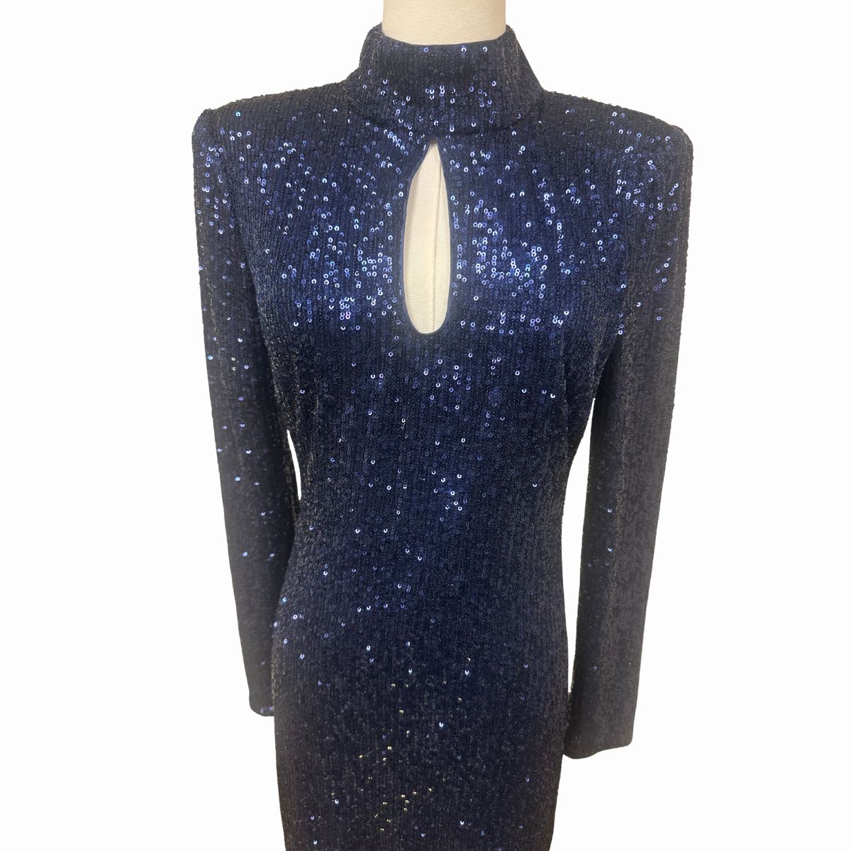 Vince Camuto Sequin Mock Neck Keyhole Sheath Mini Dress
