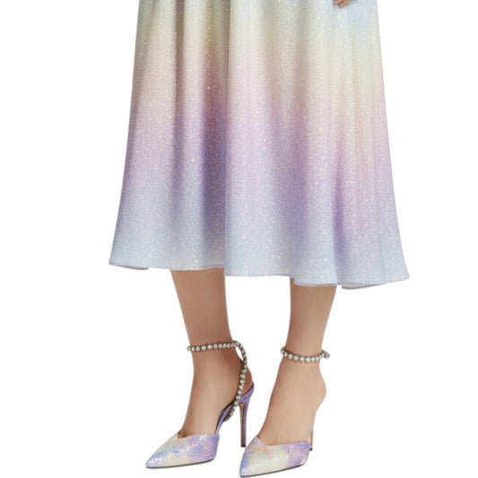 Jimmy Choo Silk Crystal Saeda Ankle Strap Pointed Pumps Heels