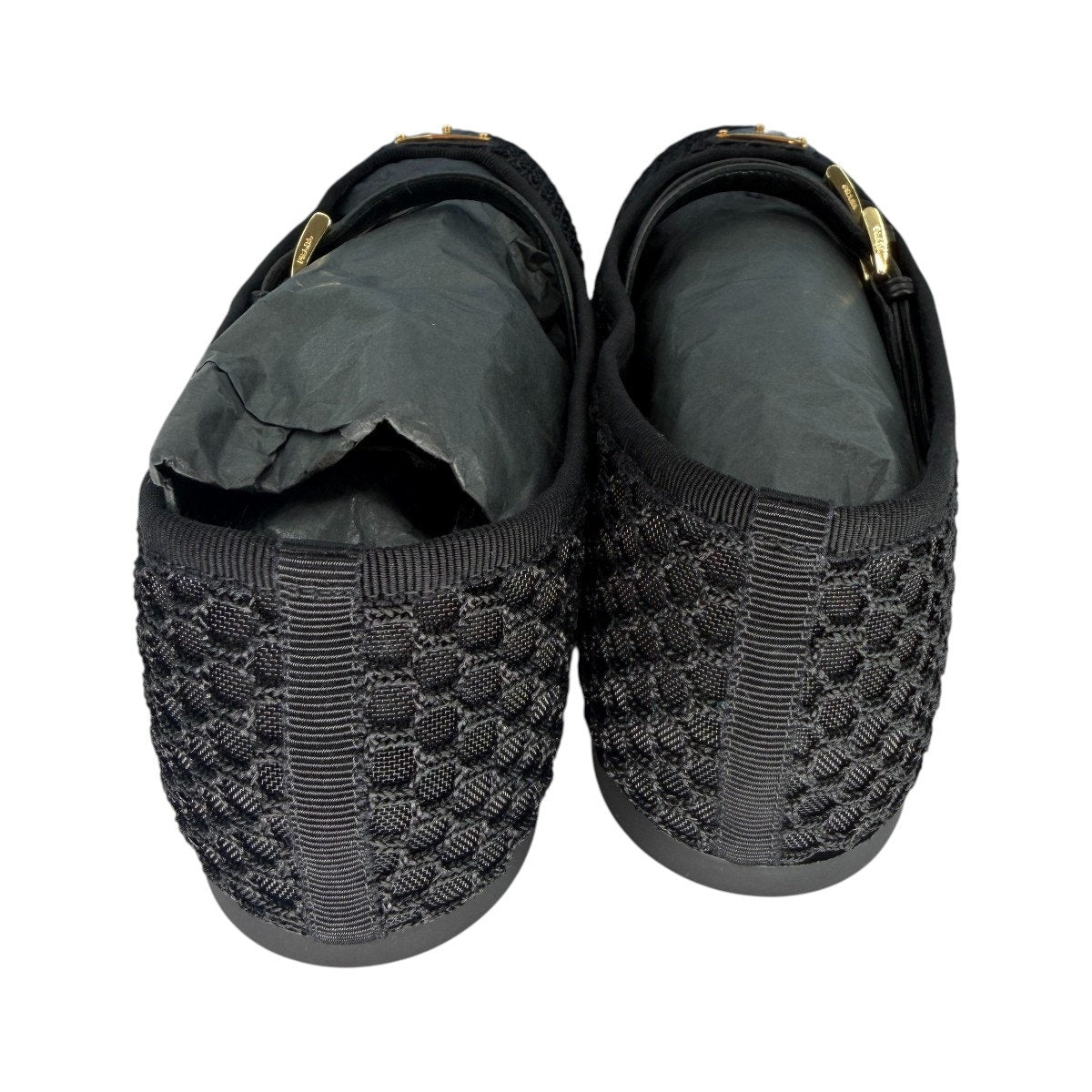Prada Mesh Logo Calzature Donna Double Straps Ballerina Flats Black Size 37.5