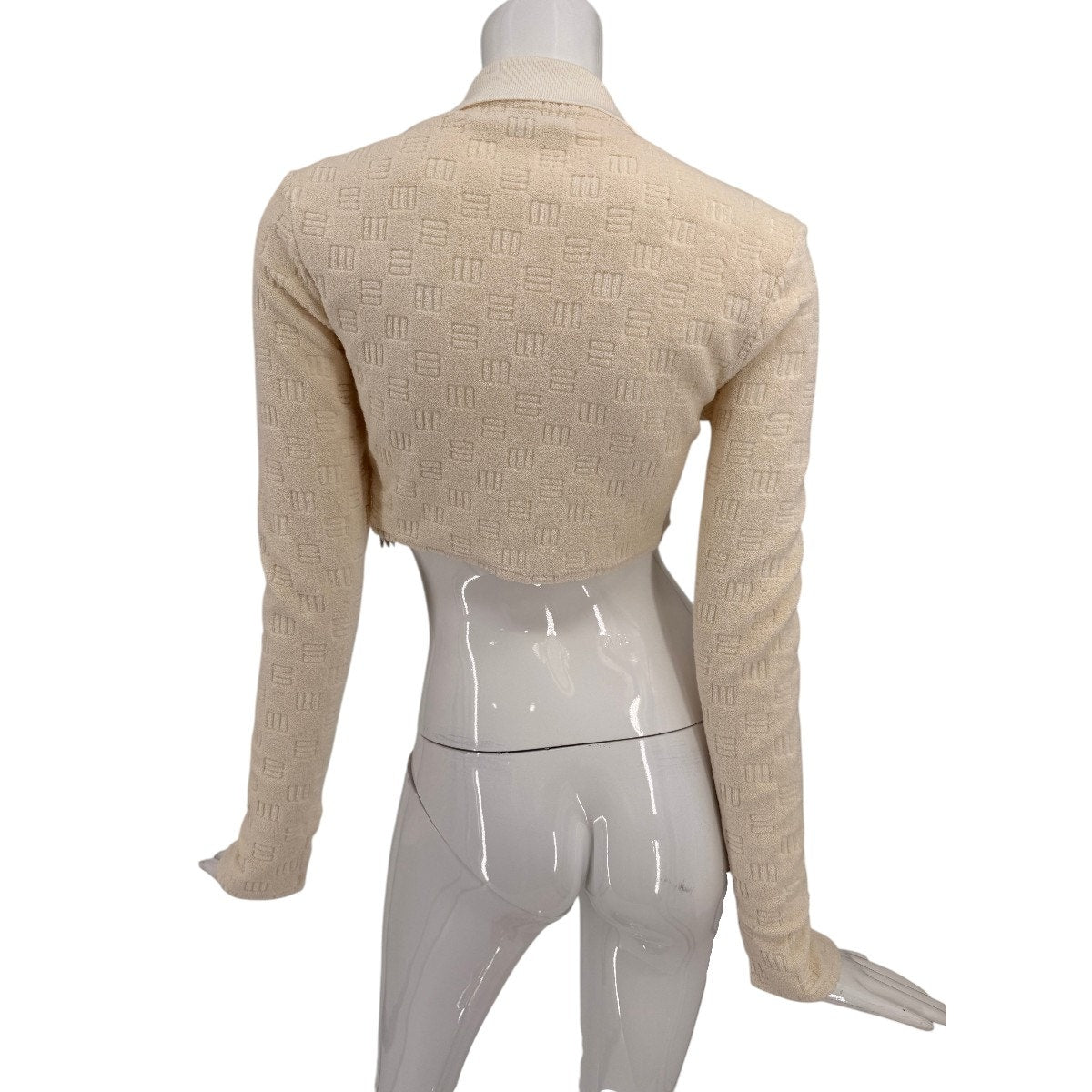 Ambush Monogram Jacquard Cotton Zip Up Fitted Cropped Jacket