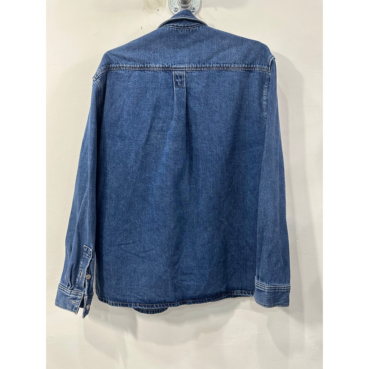 Frame Cotton Denim Button-Up Collared Long-Sleeve Shirt