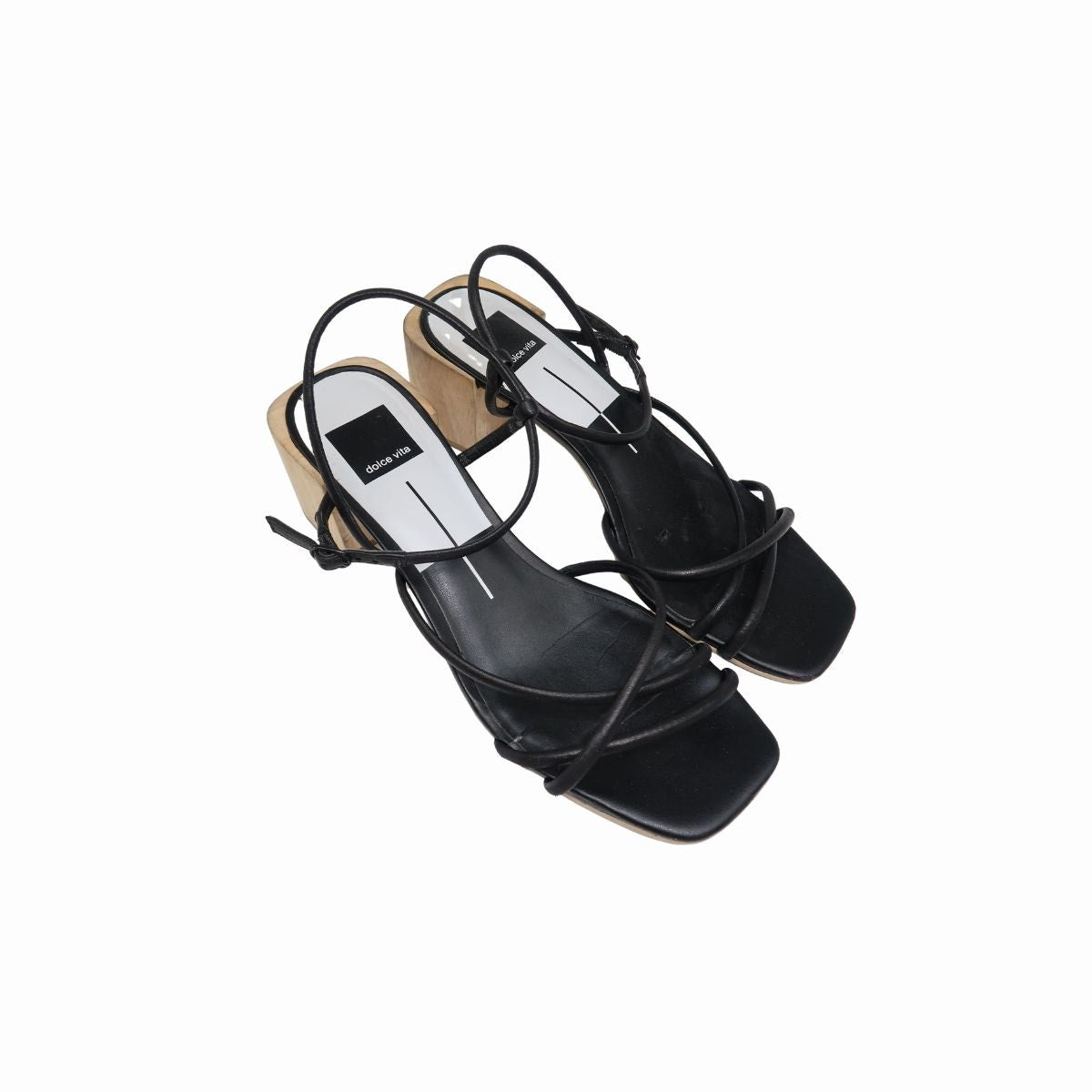 Dolce Vita Leather Zayla Wooden Block Heel Strappy Sandals