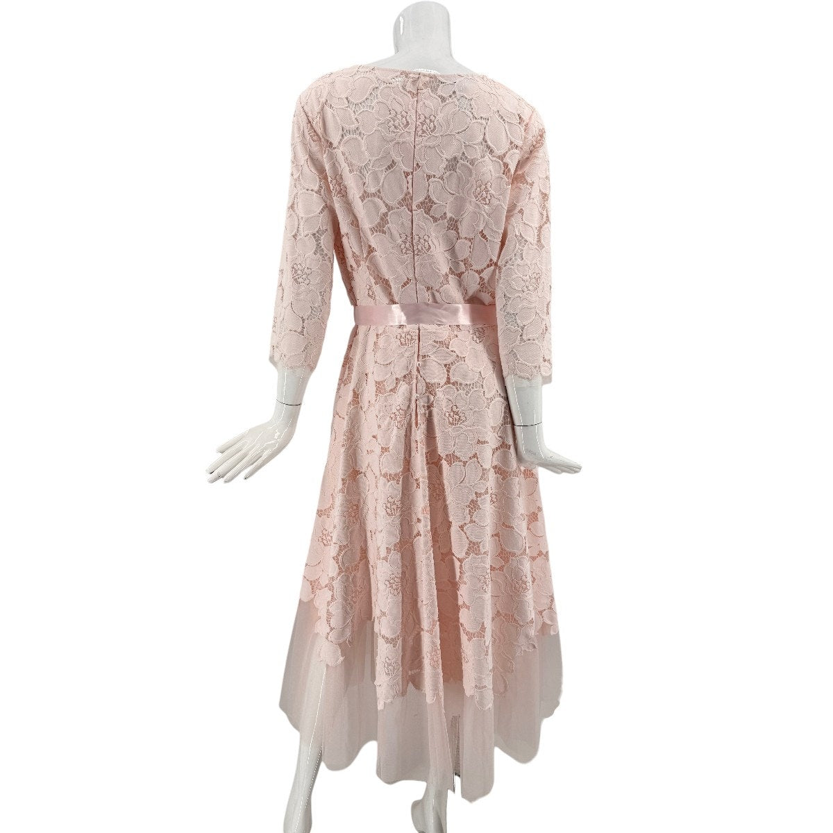Rickie Freeman Teri Jon Blush Pink Lace Tulle Fit Flare Midi Dress