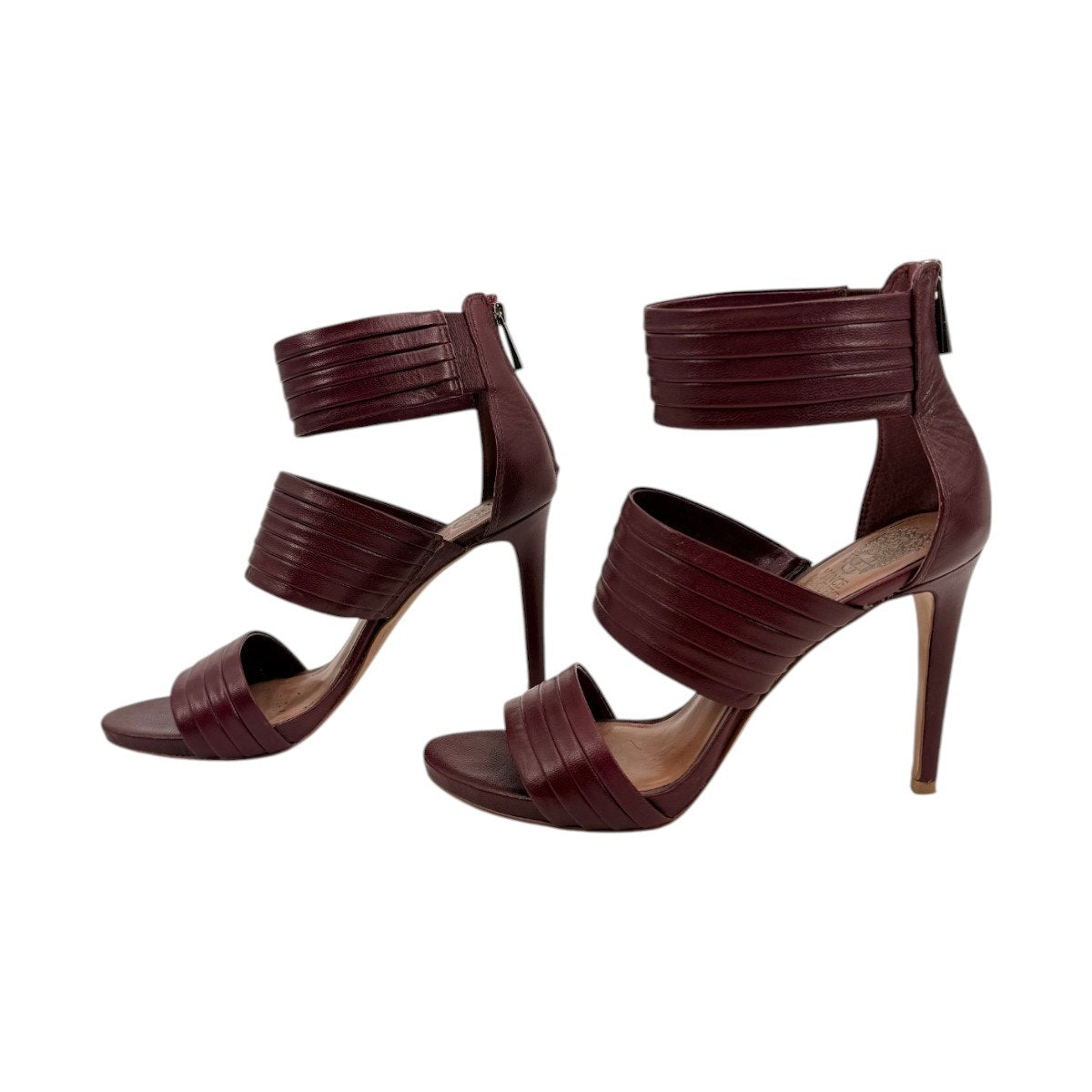 Vince Camuto Burgundy Multi-Strap Stiletto Sandals