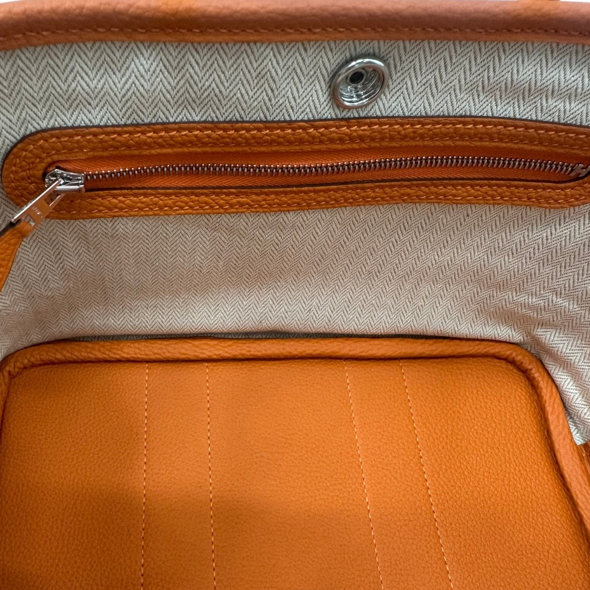 Hermès Garden Party 30 Orange Negonda Leather Palladium Hardware Bag