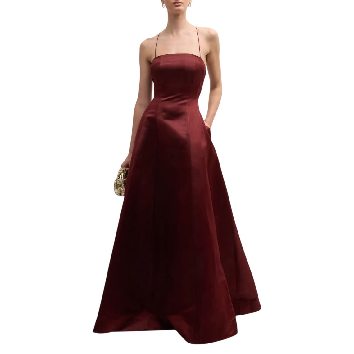 Adam Lippes Giovanna Silk Satin Open Back Lace-Up Gown