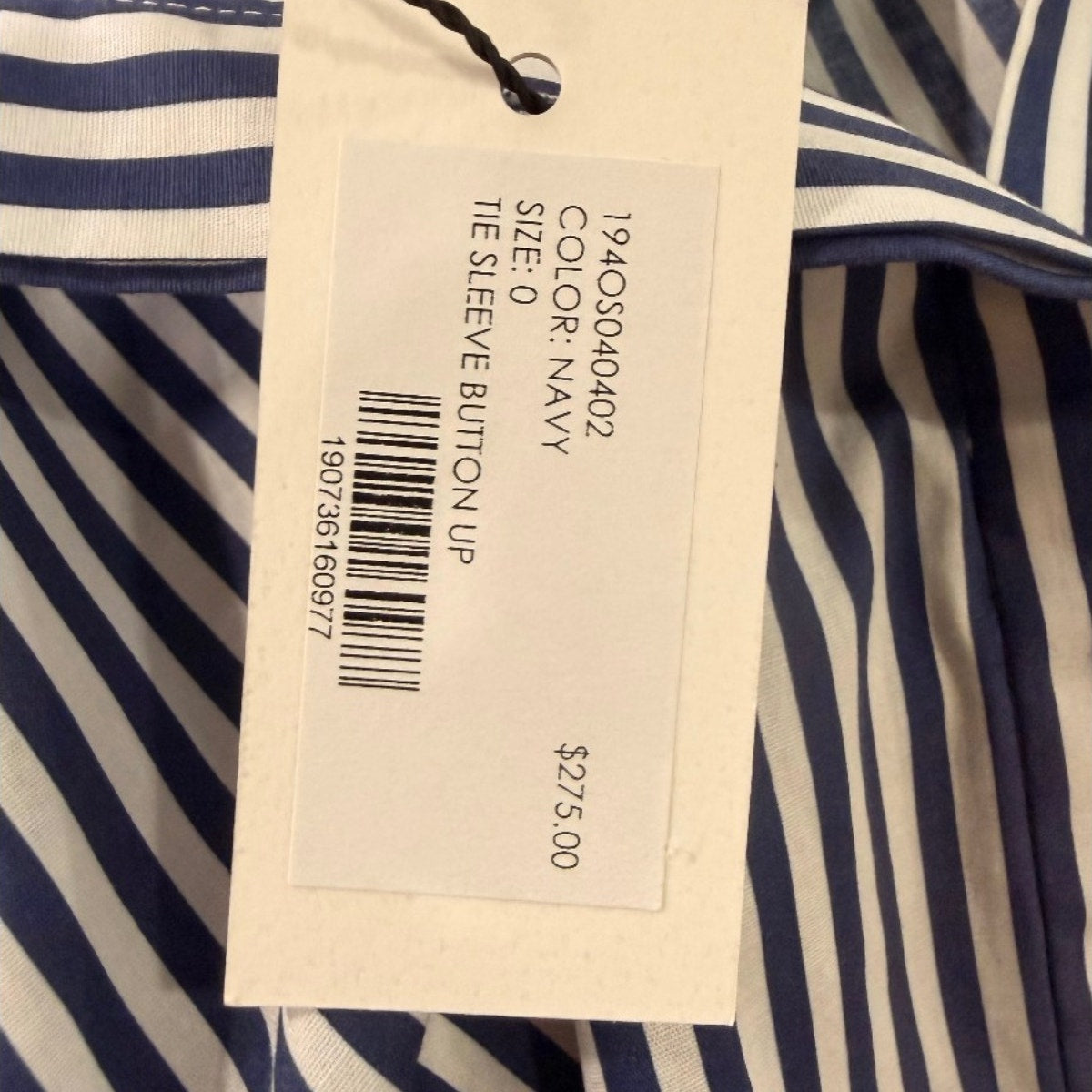 Milly Cotton Blend Collared Tie Sleeve Button Up Shirt