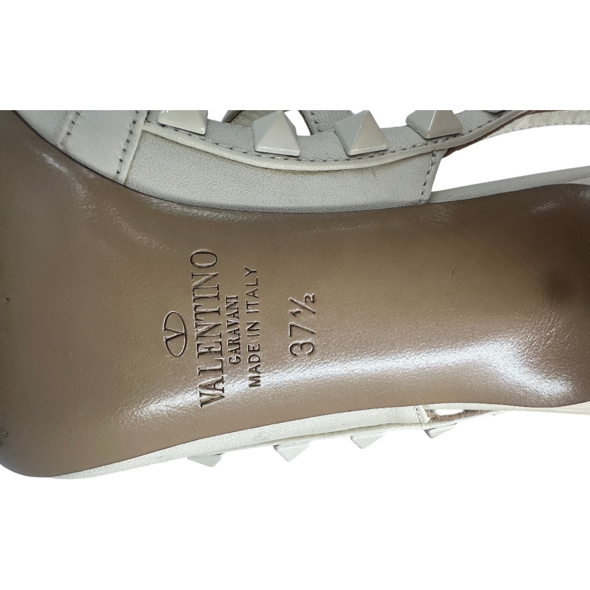 Valentino Leather Rockstud Ankle Strap Pointed Toe Sandals