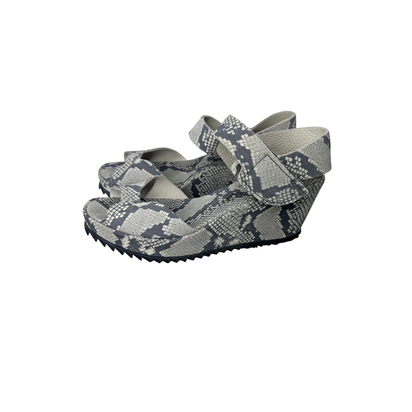 Pedro Garcia Leather Python Print Platform Wedge Sandals
