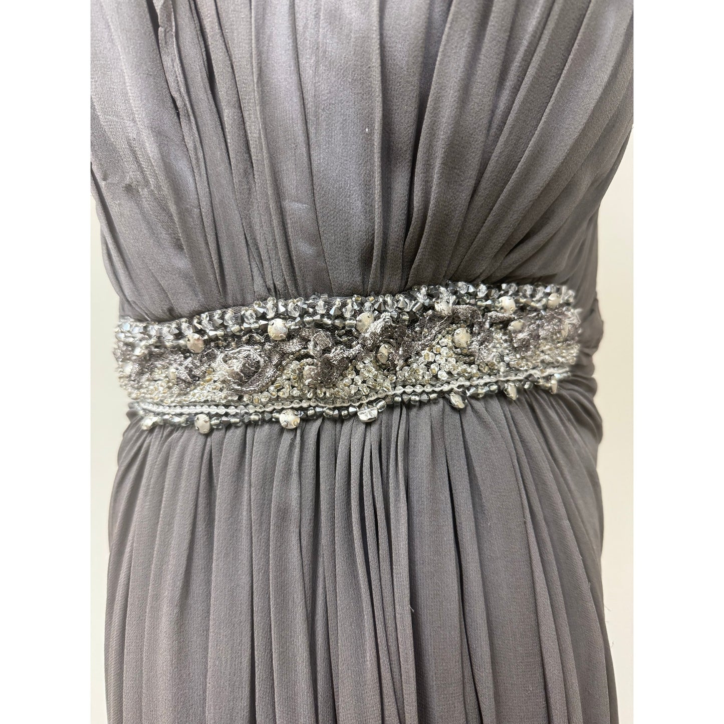 David Meister One-Shoulder Formal Flowing Maxi Evening Dress
