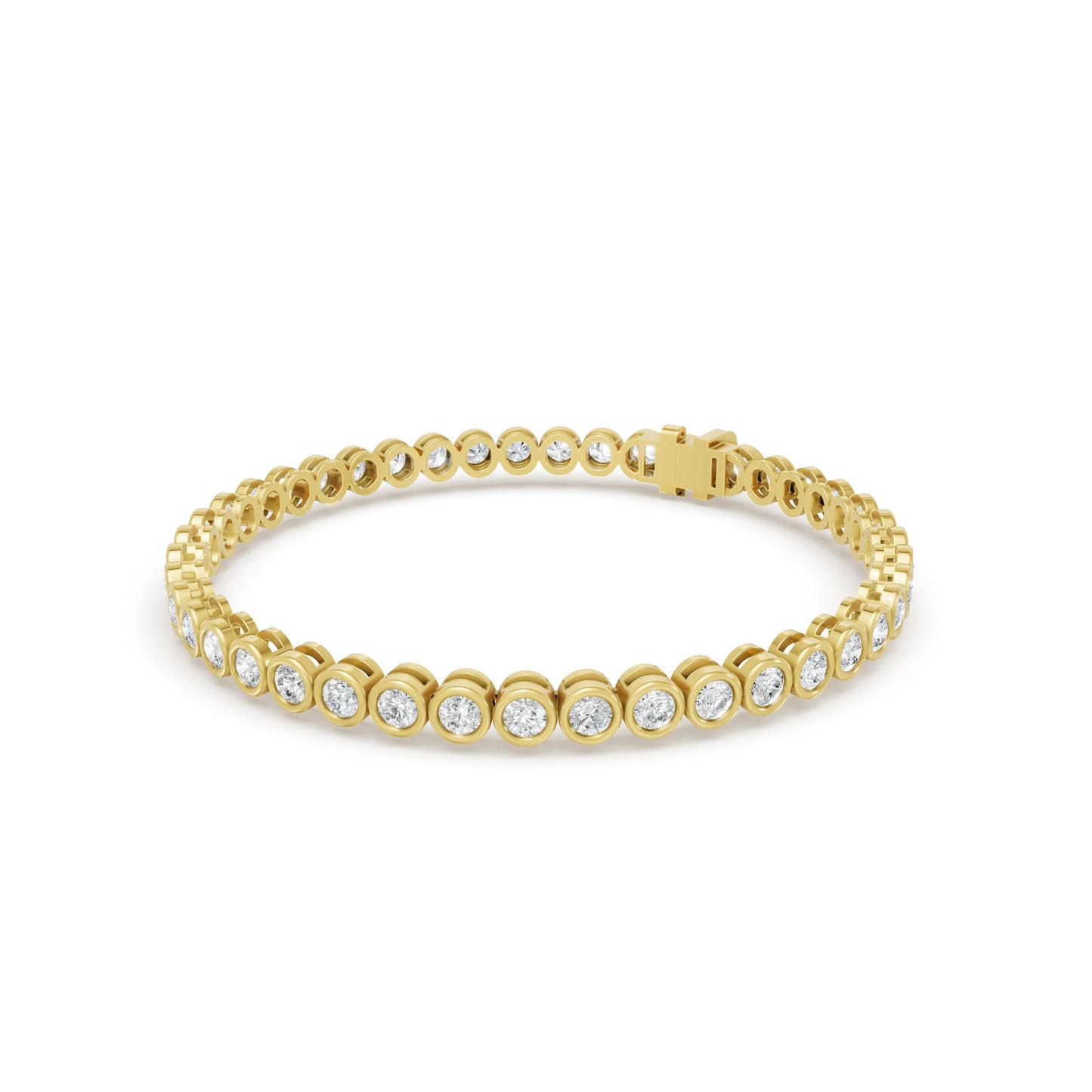4.34 ctw Diamond Bezel 14K Yellow Gold Tennis Bracelet