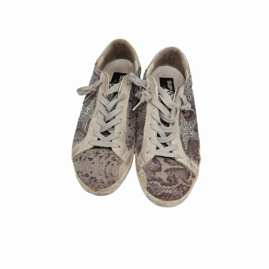 Golden Goose Canvas Suede Trim Snake Print Super Star Sneakers