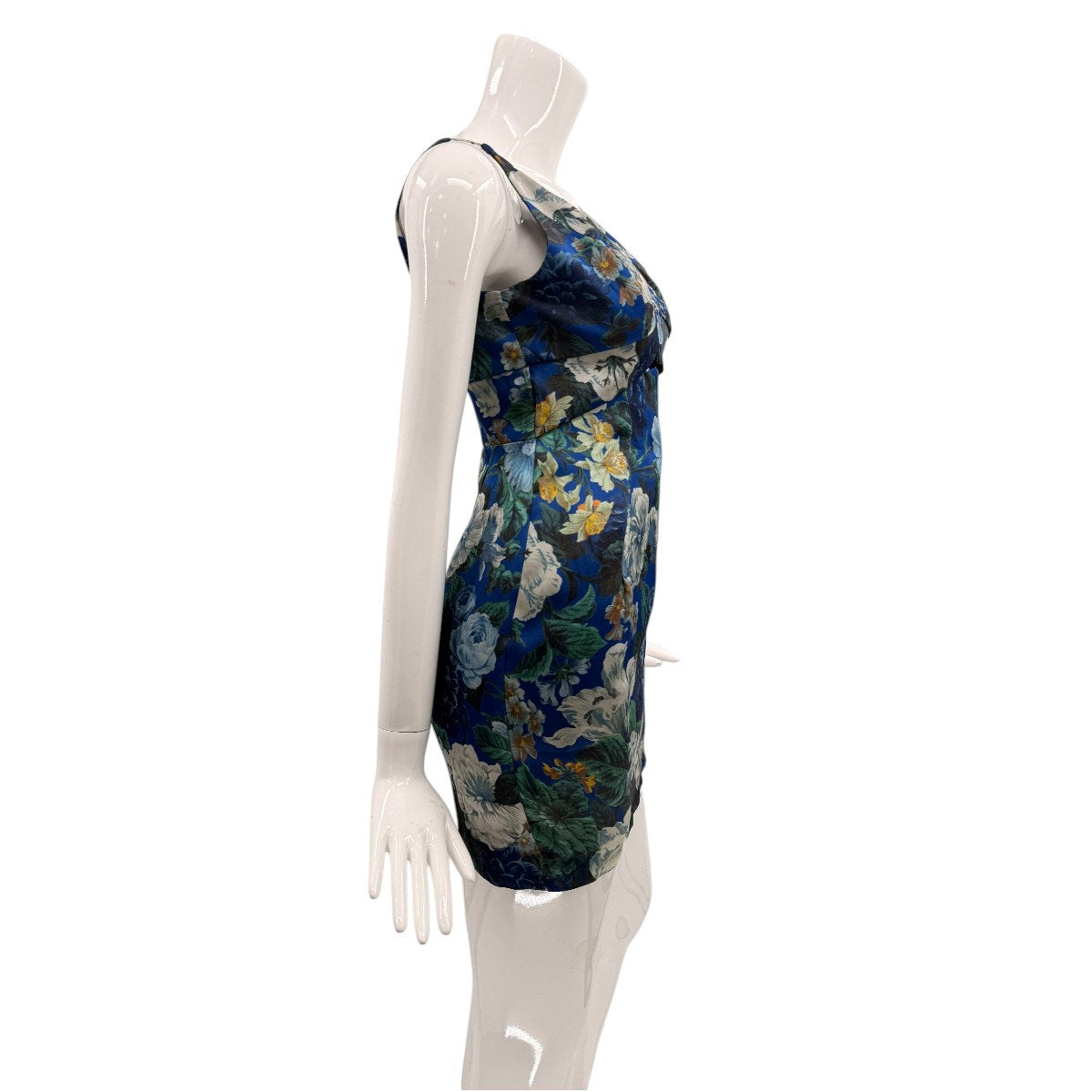 Zimmermann Floral V-Neck Esplanade Exposed Tuck Mini Dress Blue Women's Size 2