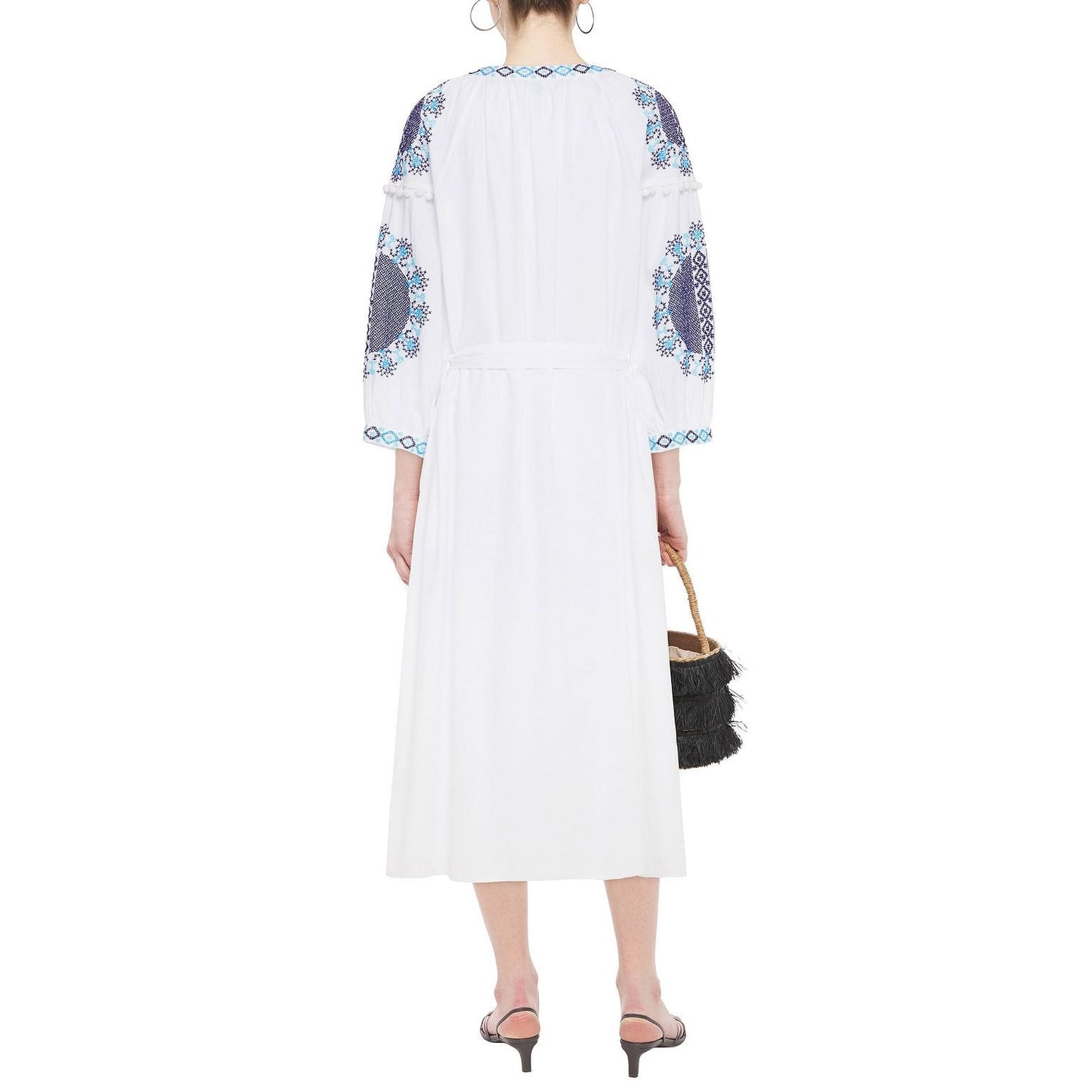Melissa Odabash Ally Belted Embroidered Cotton-voile Midi Dress