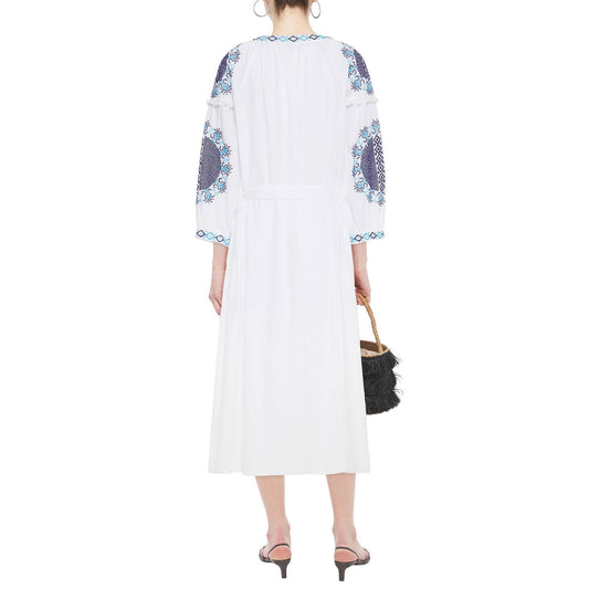Melissa Odabash Ally Belted Embroidered Cotton-voile Midi Dress