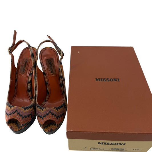 Missoni Knit Fabric Peep Toe Platform Slingback Sandals