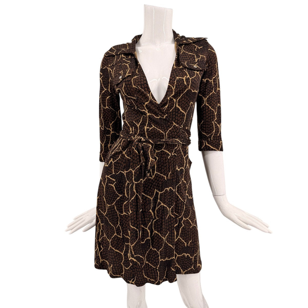 Diane von Furstenberg Silk Modern Dot Collared Wrap Mini Dress