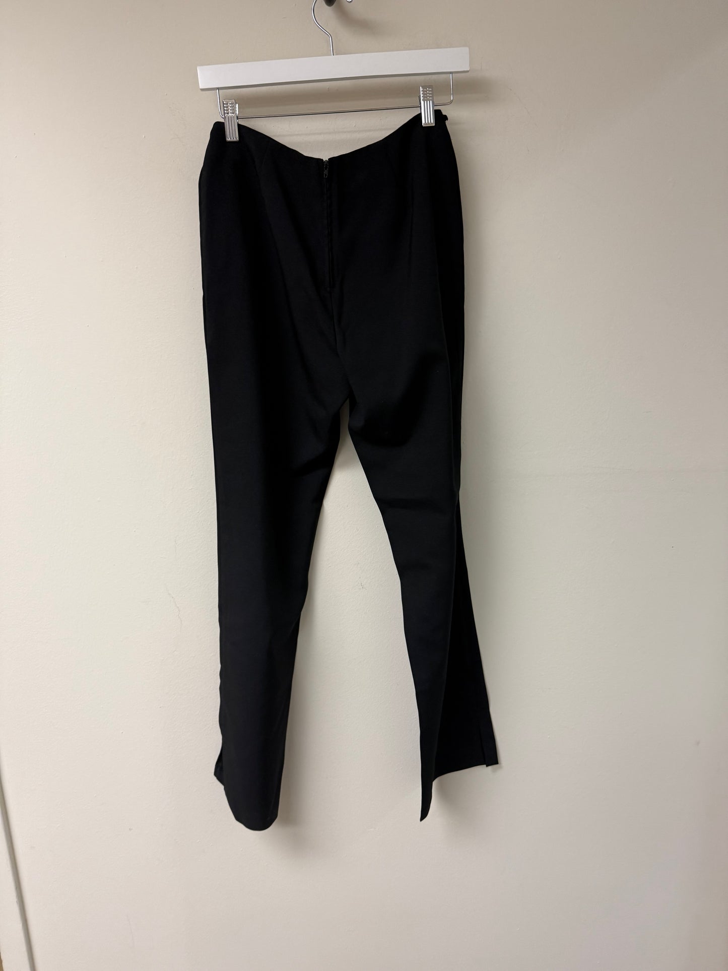 Odds&Evens Front Chain Accent High-Rise Straight-Leg Trousers Black Size 8