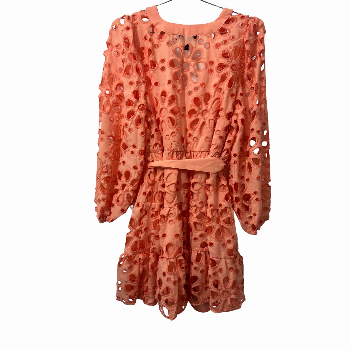 Eloquii Long-Sleeve Belted  Tiered Eyelet Mini Dress