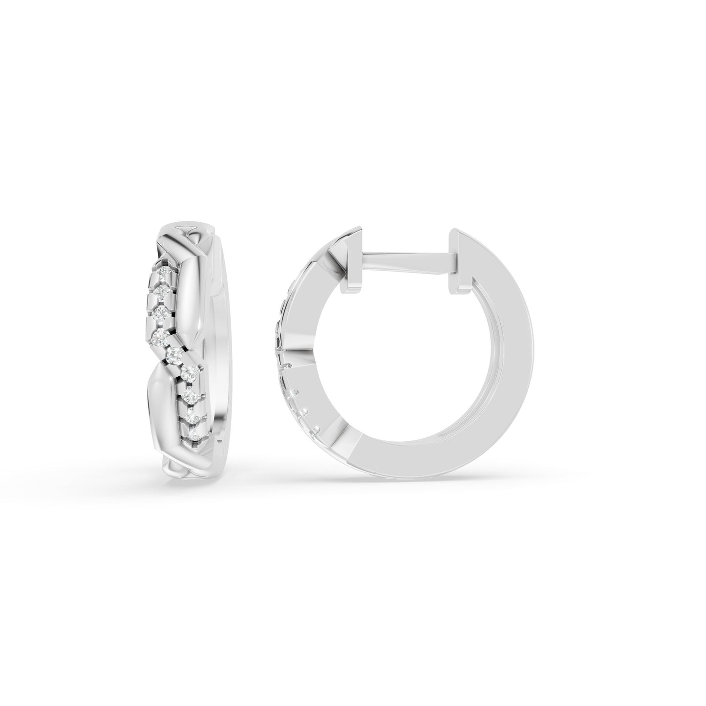 0.06 CTW 14K White Gold Diamond Twisted Hoop Earrings