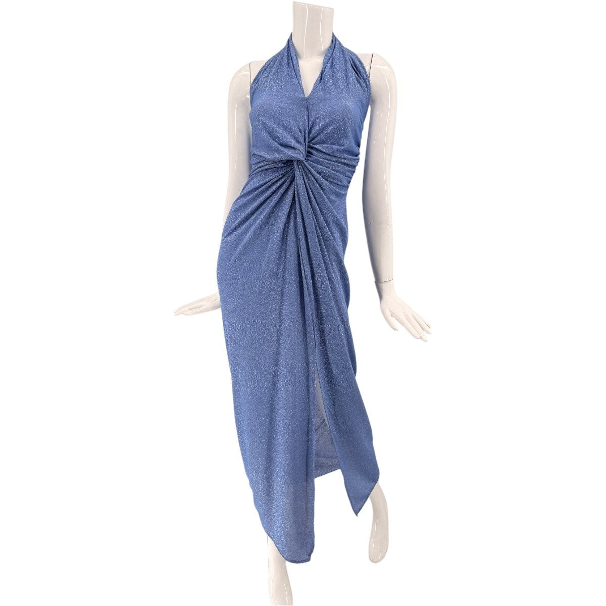 Baobab Linus Stretch Tech Halter Neck Front Knot Maxi Dress