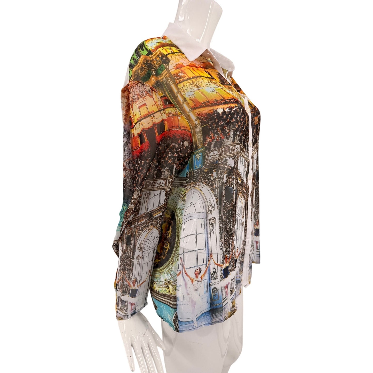 Clover Canyon Graphic Print Collared Button Front Long Sleeve Shirt