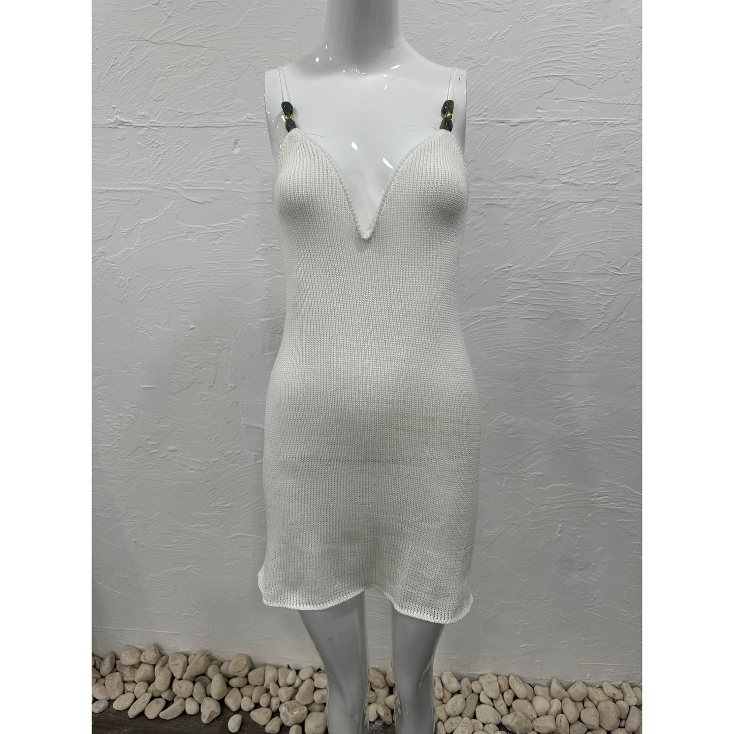 ViX by Paula Hermanny Knit Sea Wanderer Stone Mini Dress
