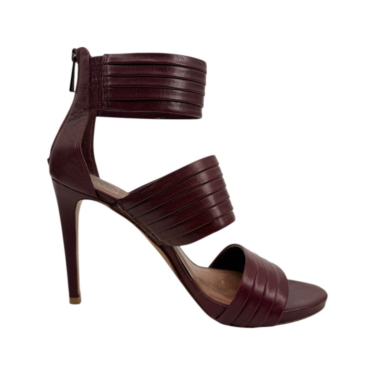 Vince Camuto Burgundy Multi-Strap Stiletto Sandals