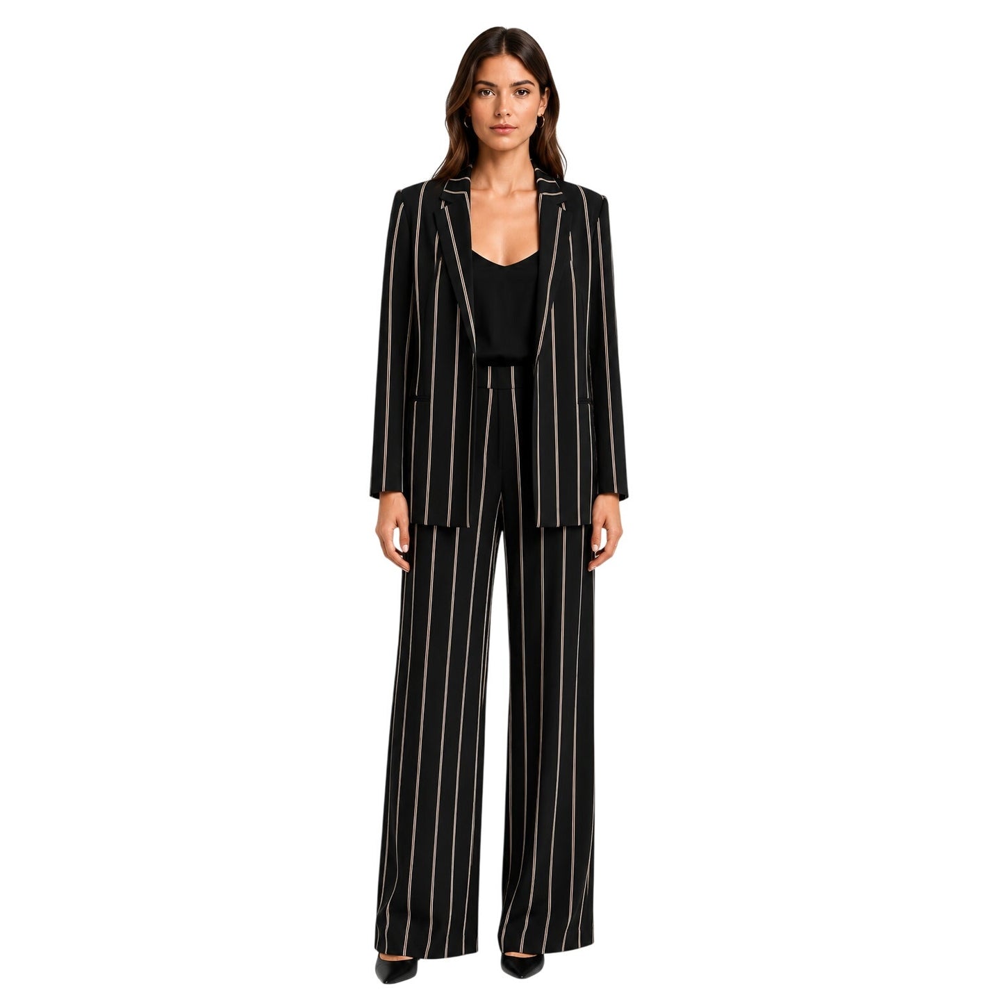 A.L.C. Studio LX Silk Pinstripe Blazer & Wide Leg Pants Suit Set