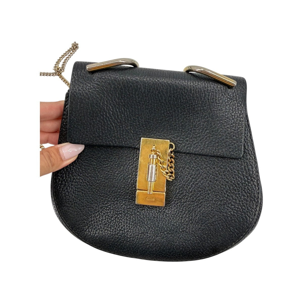 Chloe Leather Drew Designer Minimalist Chain Strap Shoulder Bag