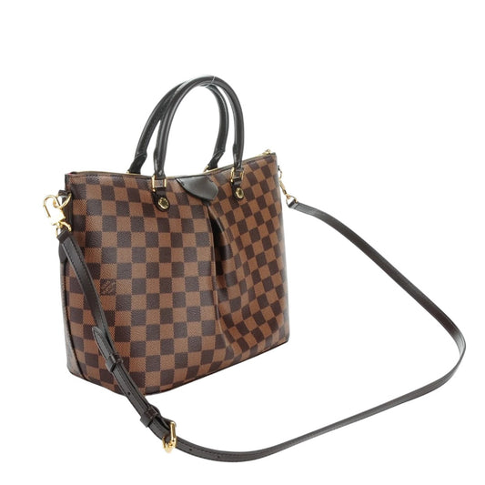Louis Vuitton Leather Damier Ebene Siena Shoulder Bag Brown Check