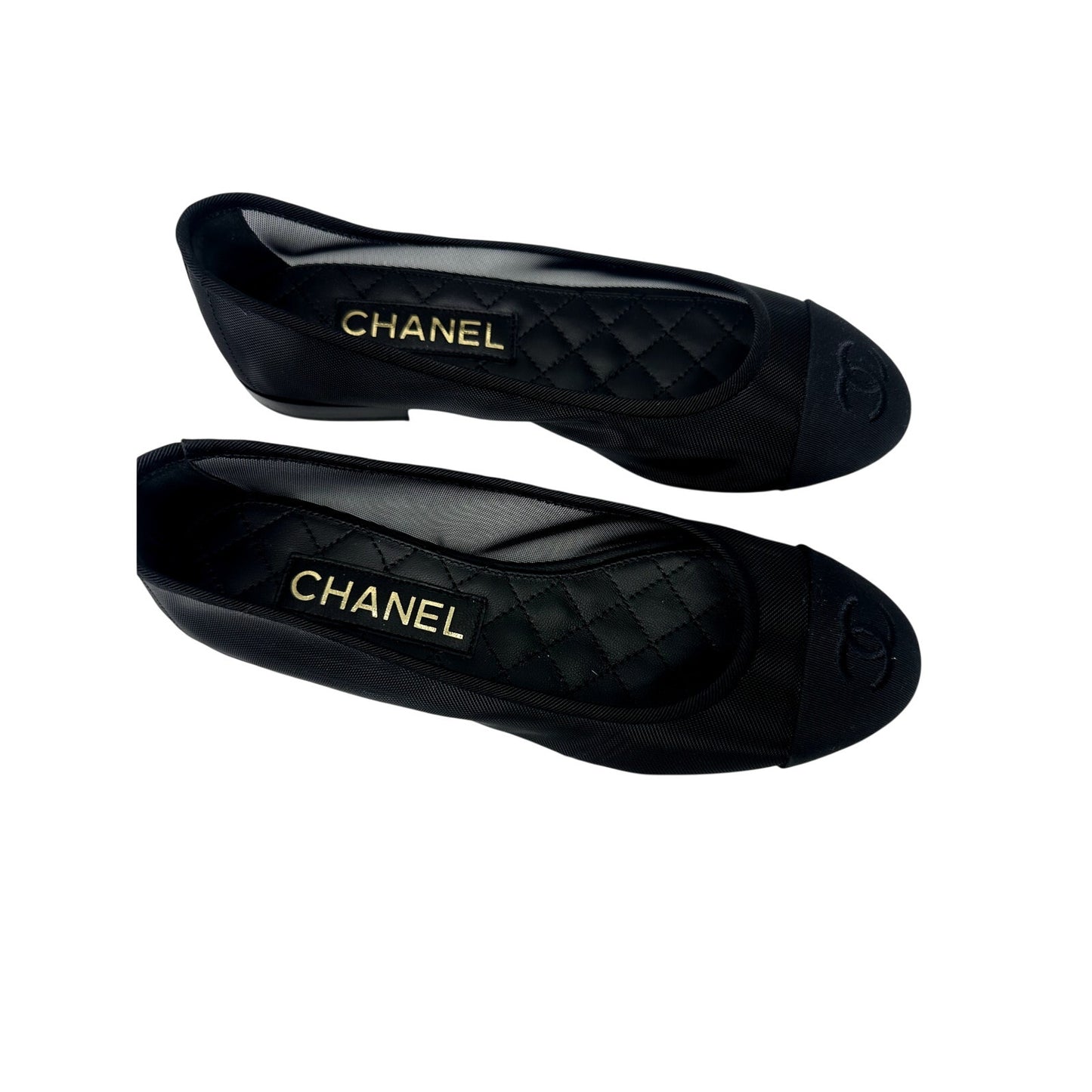 Chanel Mesh Interlocking CC Logo Ballet Flats