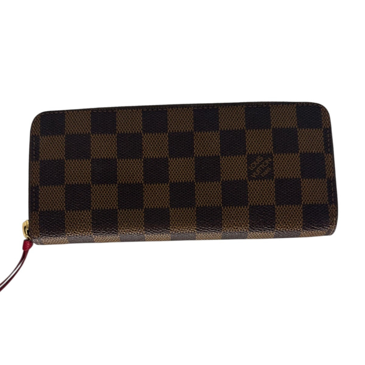 Louis Vuitton Clemence Wallet Damier Ebene Rose Ballerine Women's One Size