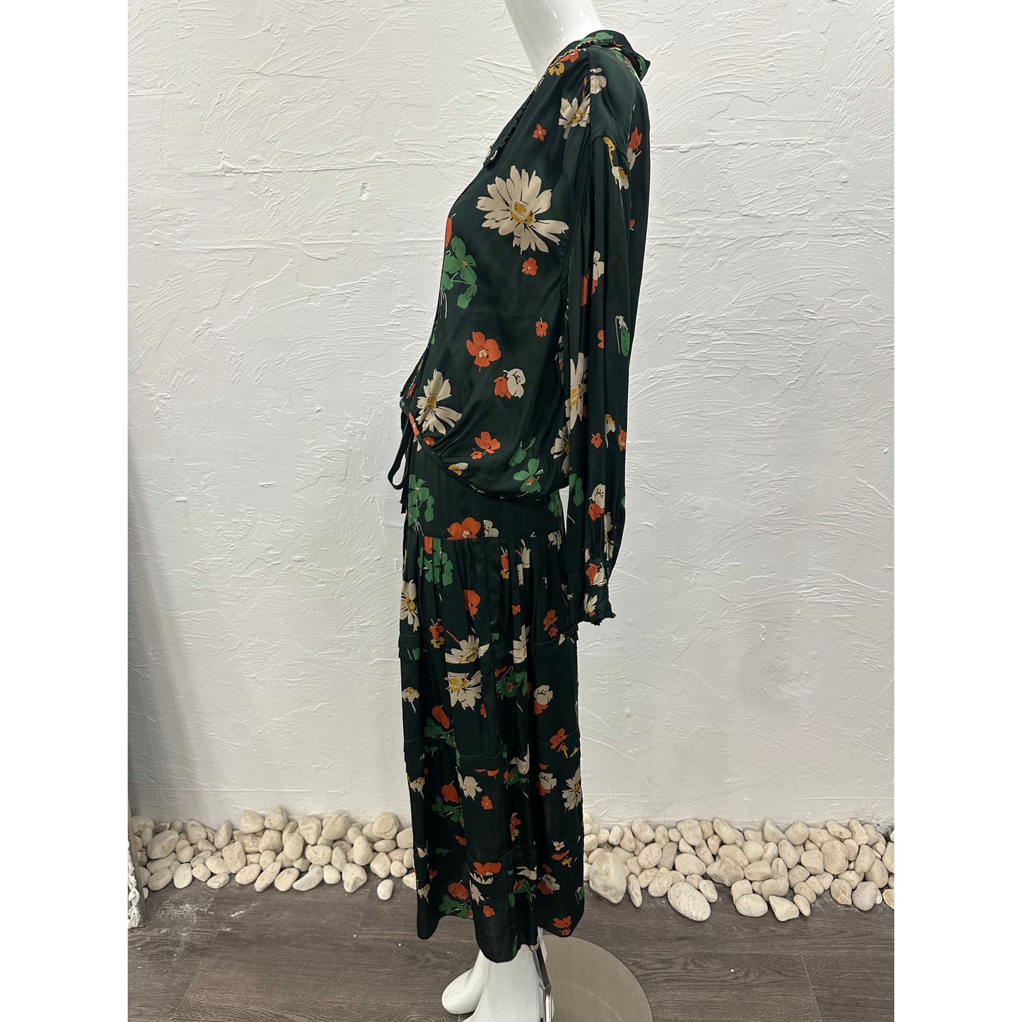 The Great Floral Print Long Sleeve Oversized Midi Dress Women's