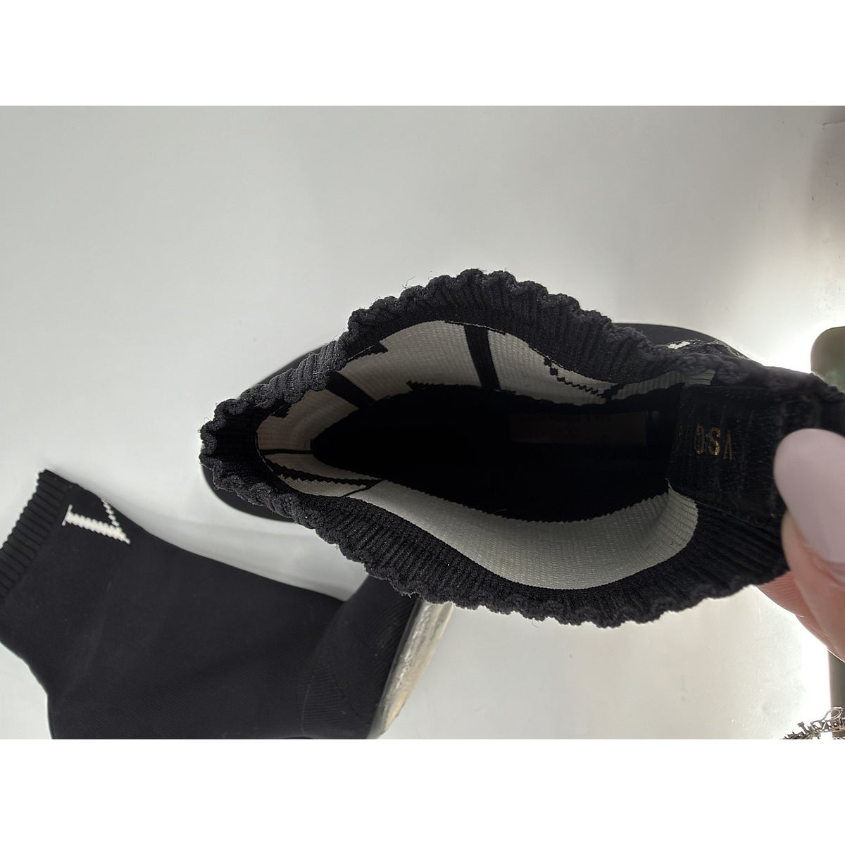 Valentino Garavani VLTN Knit Sock Ankle Boots Rockstud Black White 37