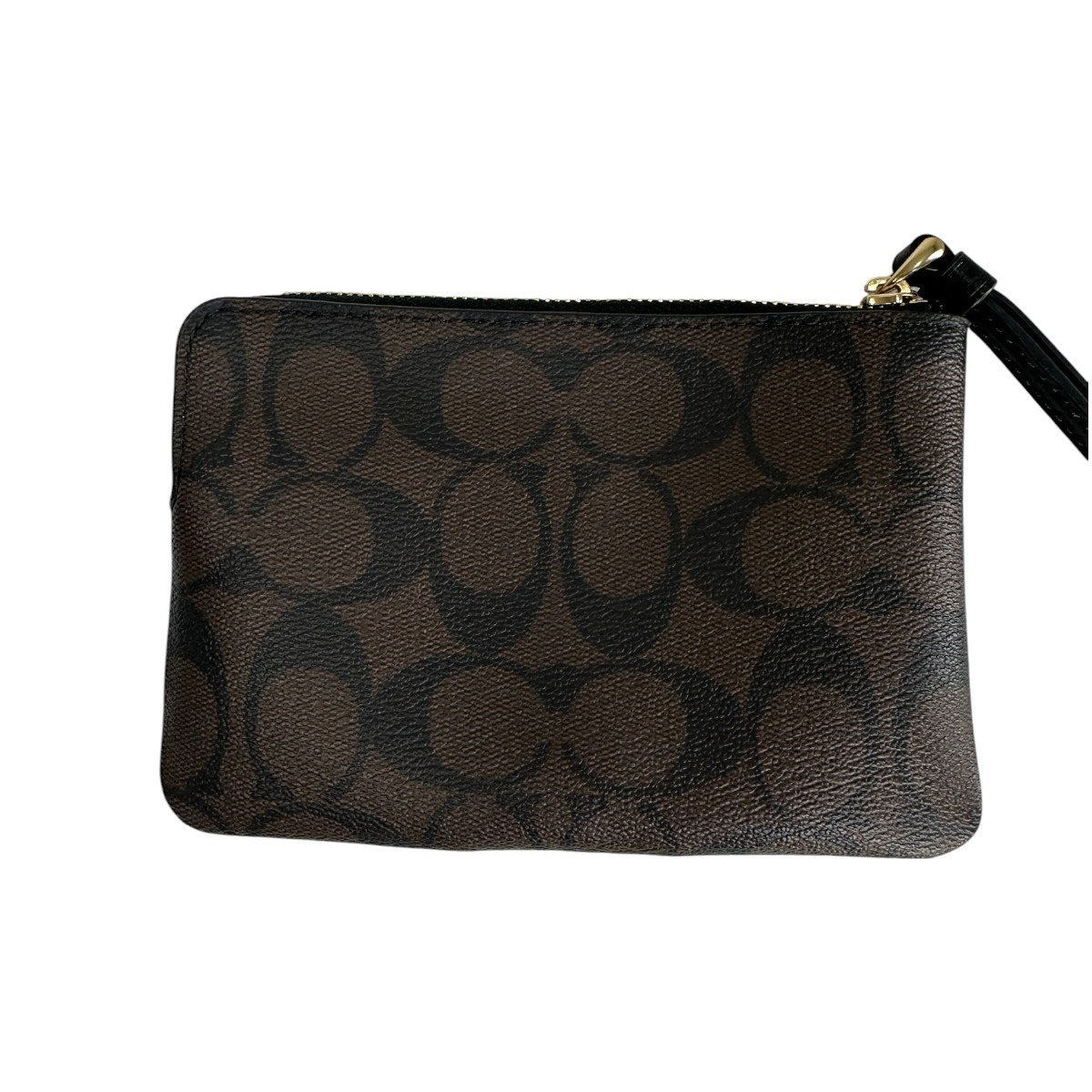 Coach Leather Signature Canvas Corner Zip Wristlet Wallet