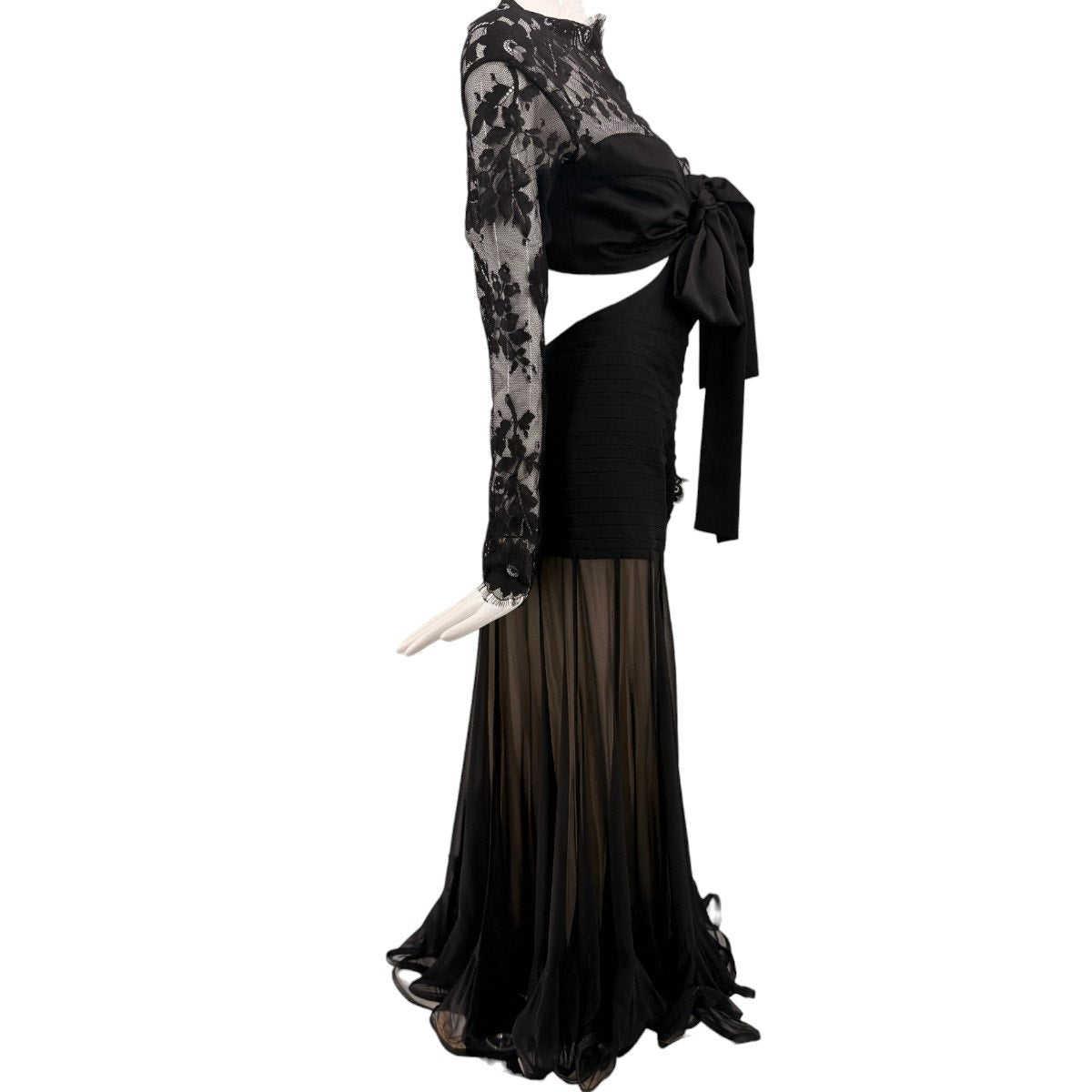 Zimmermann Silk Floral Lace Illustration Cut out Maxi Dress Black Women's Size 1