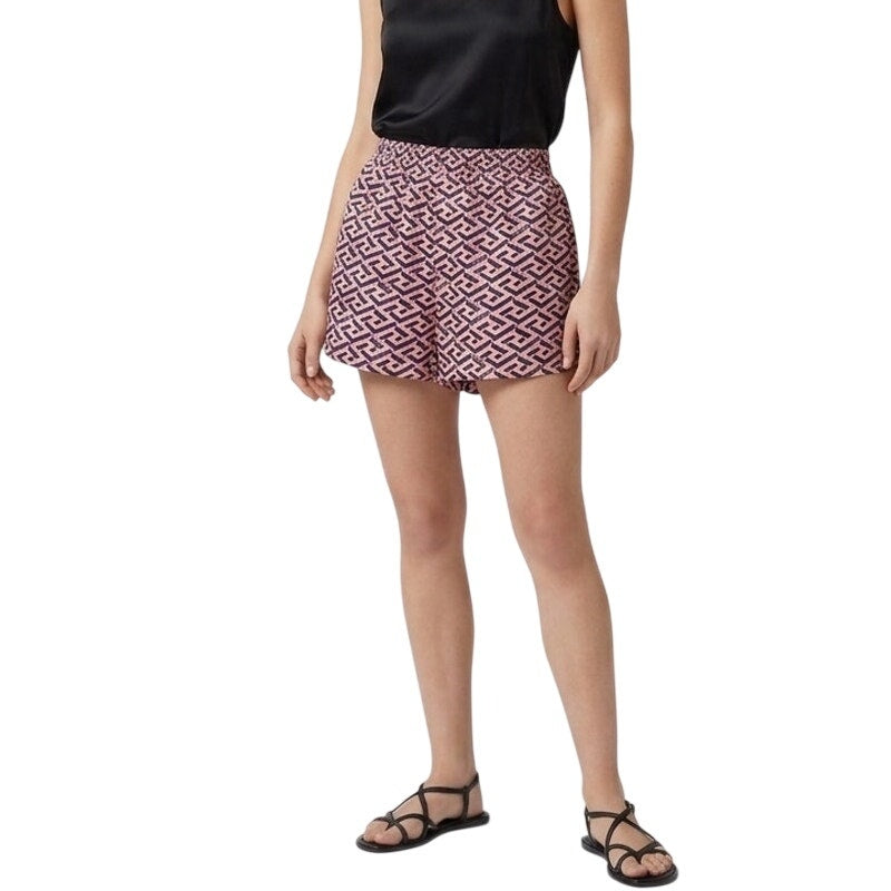Versace La Greca Print Elastic Waist Pull On Shorts