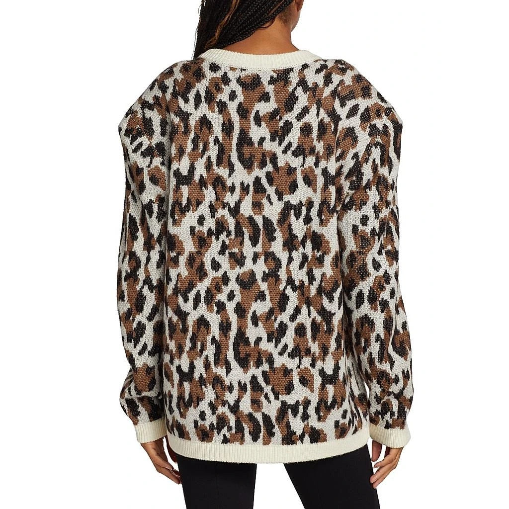 Ronny Kobo Multicolor Wool Blend Knit Parmida Leopard Print Cardigan
