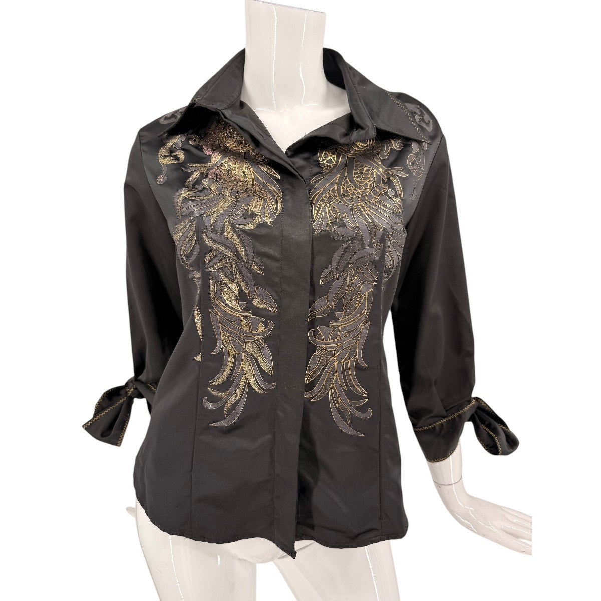 Just Cavalli Satin Glitter Embellished Button-Up Shirt