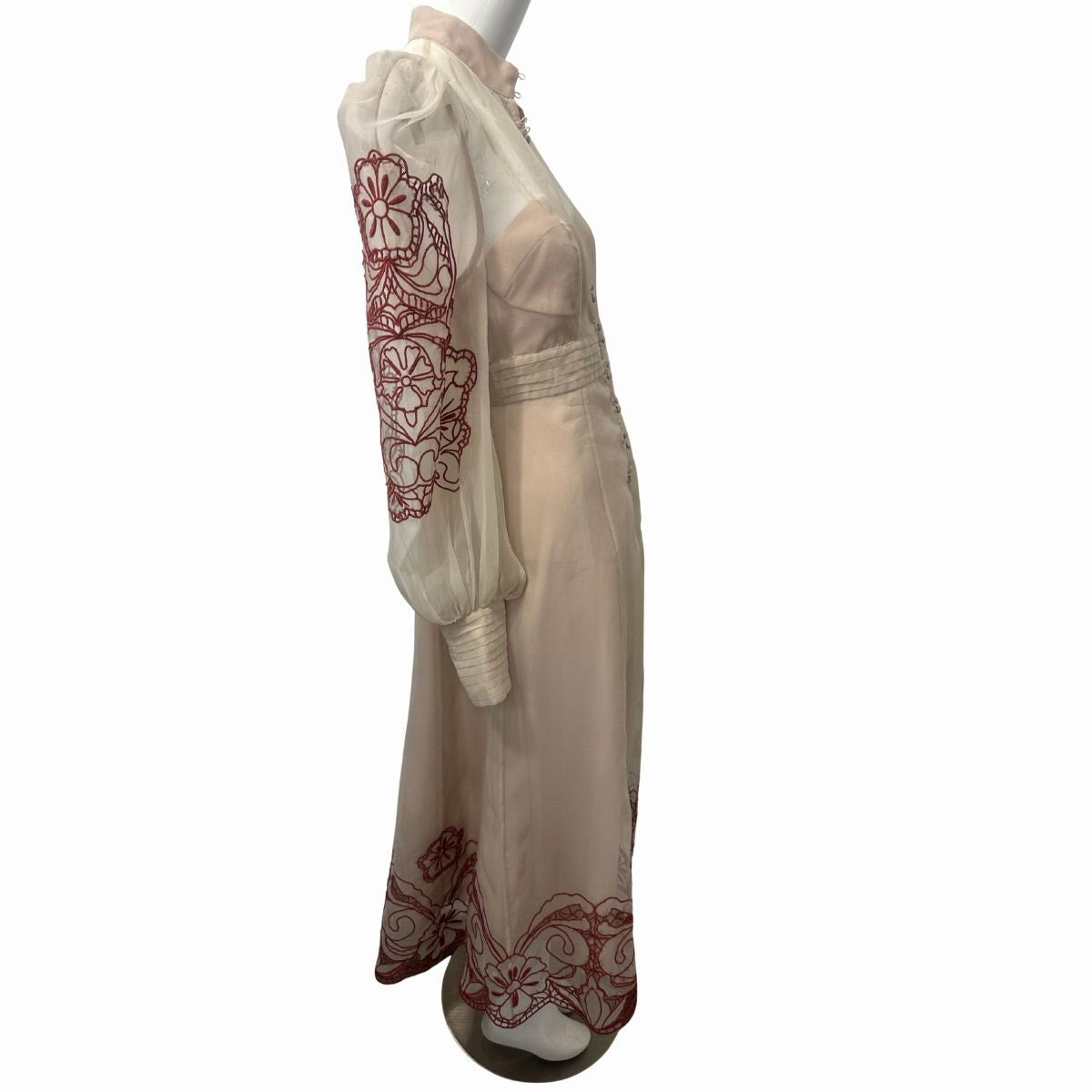 Karen Millen Organdie Embroidered Woven Long Sleeves Midi Dress