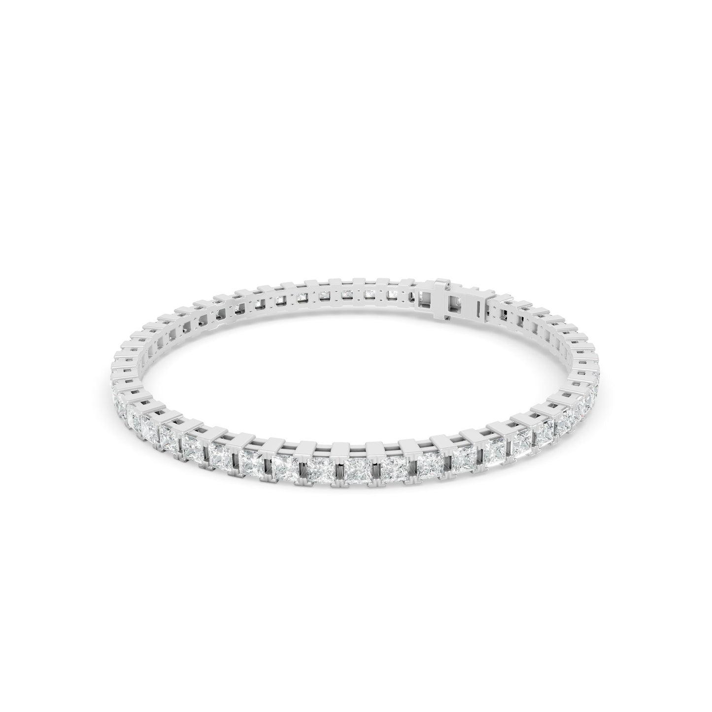 7.30 ctw Diamond Princess Braclate 14K White Gold Tennis Bracelet