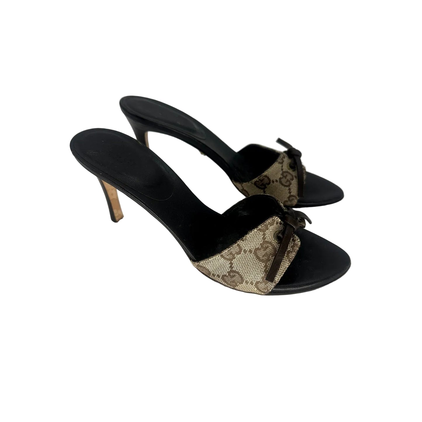 Gucci Monogram Canvas Knot Detail Slide Sandals