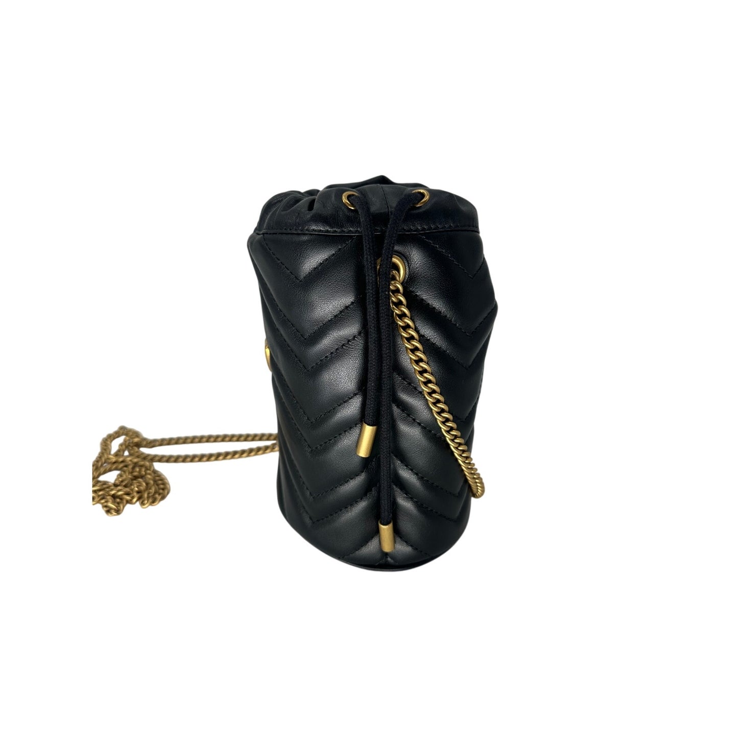 Gucci Leather Quilted GG Marmont Mini Bucket Bag