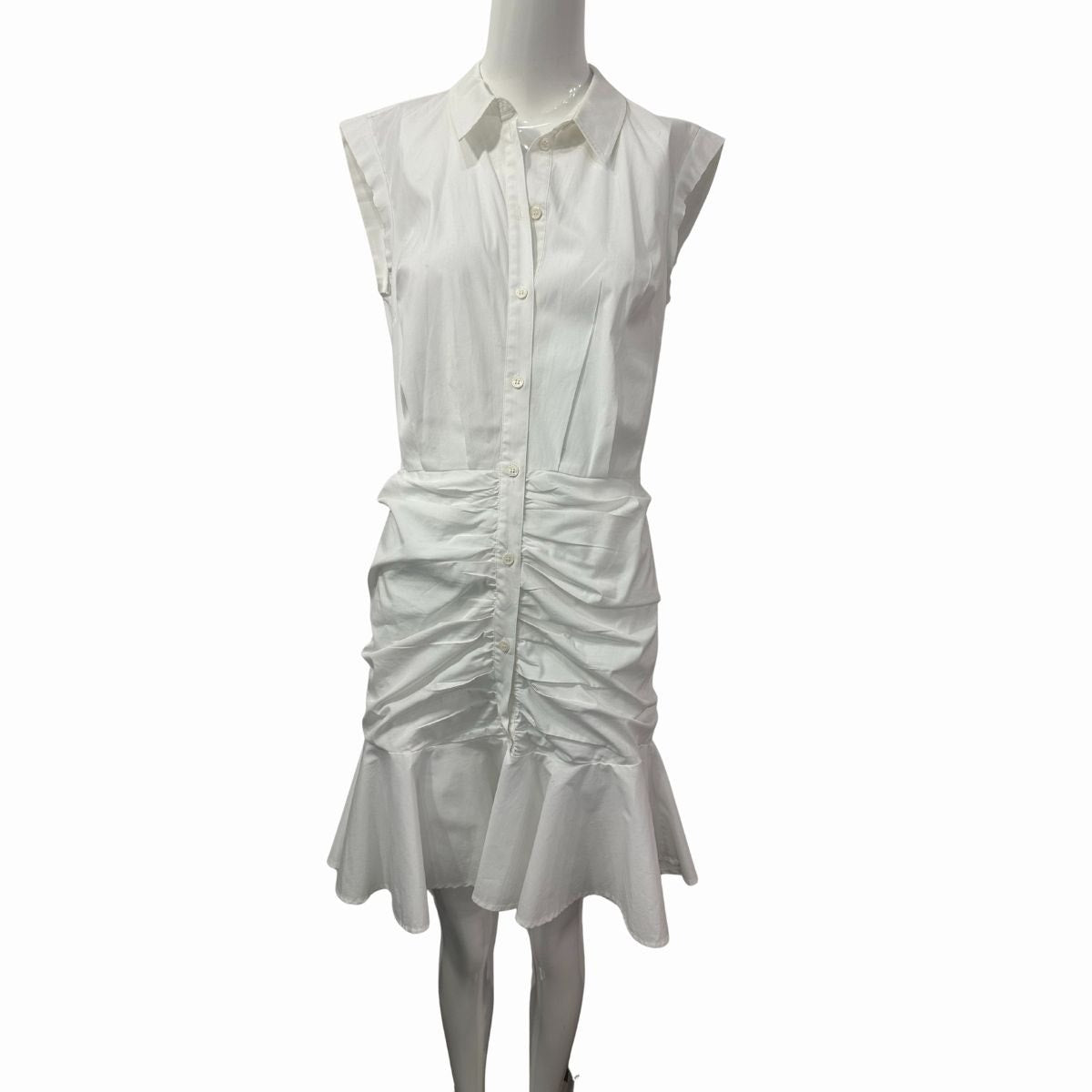 Veronica Beard Bell Ruched Button Front Shirt Mini Dress