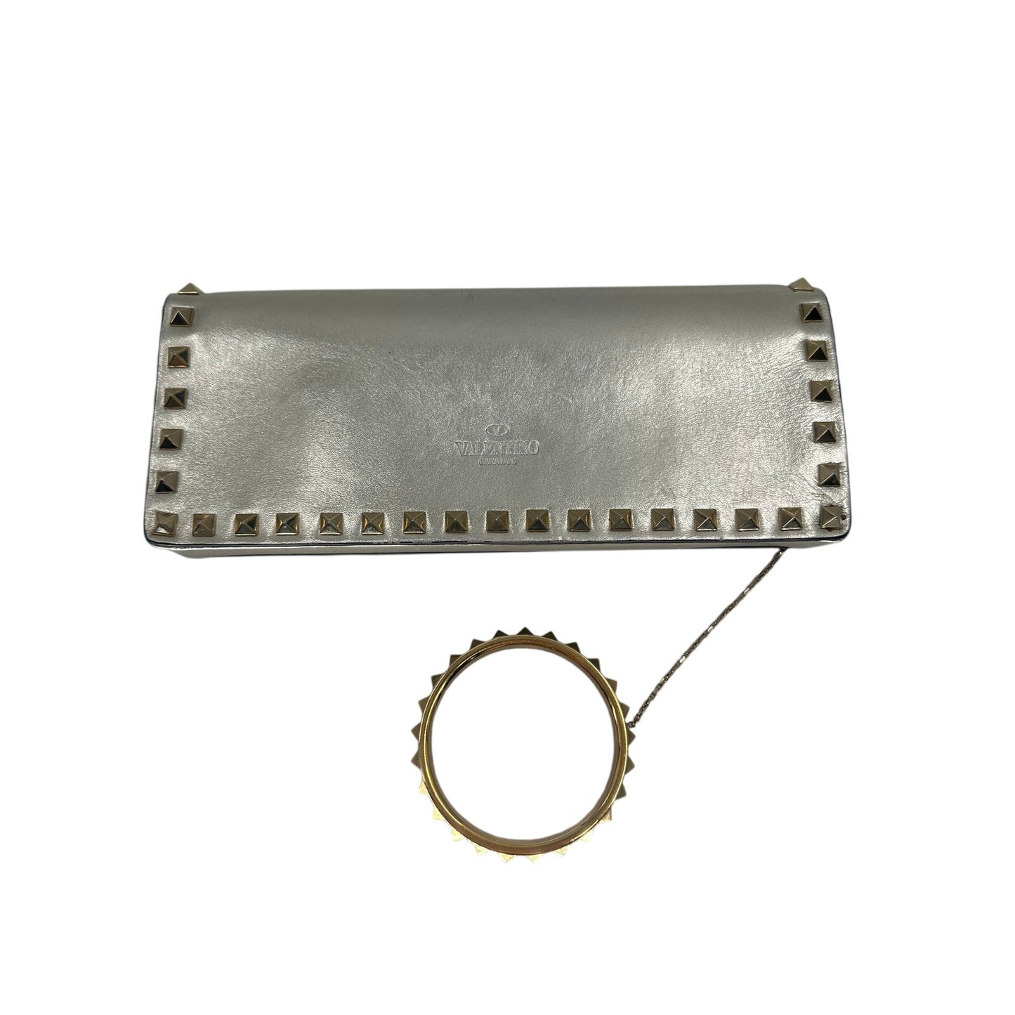 Valentino Garavani Metallic Leather Rockstud Bracelet Clutch Bag