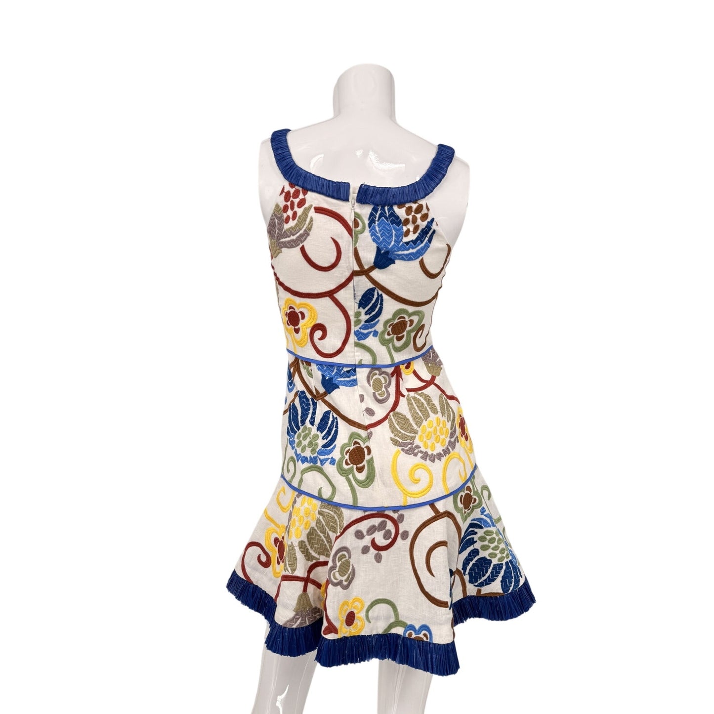 Alexis Linen Ricci Floral Embroidered Sleeveless Mini Dress