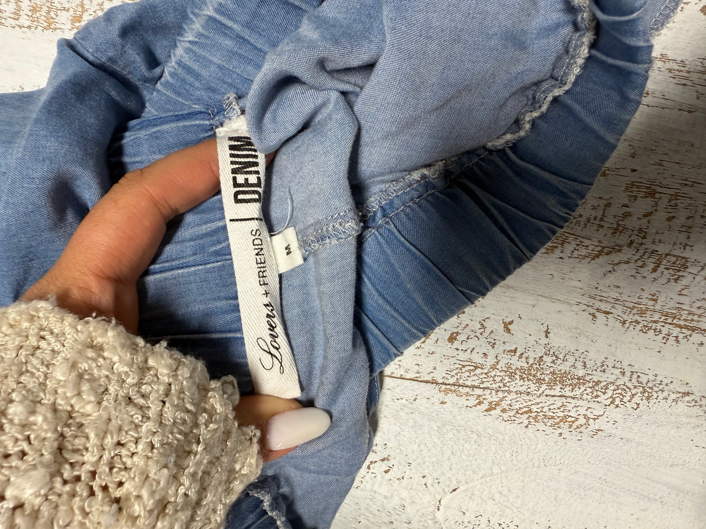 Lovers and Friends Women's Denim Ruffle Shorts Size M