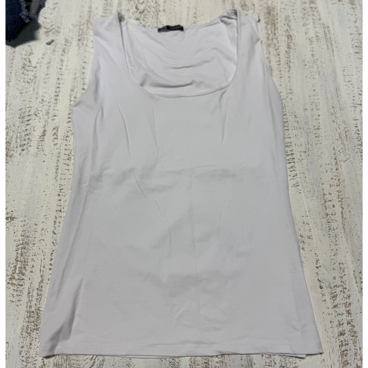 Zara Stretch Slim Fit Round Neck Long Tank Top White Women's Size L
