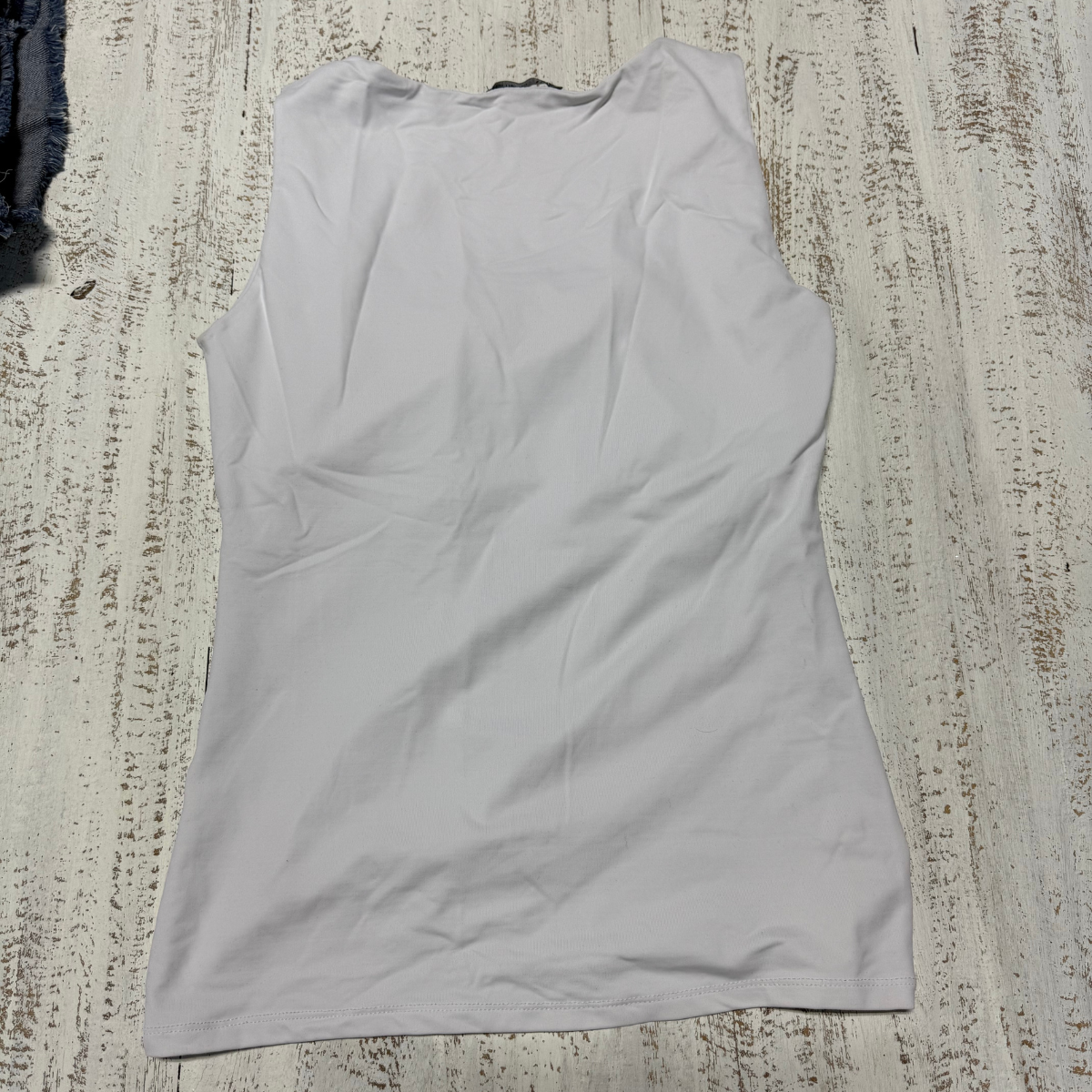 Zara Stretch Slim Fit Round Neck Long Tank Top White Women's Size L